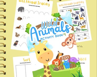 Wild Animal Activity Book for Preschoolers