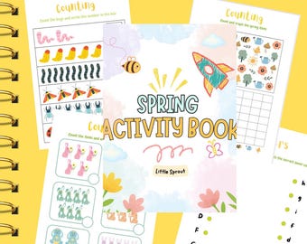 Spring Activity Book for Preschool & Kindergarten | Alphabet, Mazes, Coloring, Matching | Little Sprout Learning Workbook