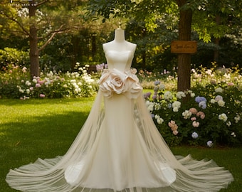 3D Rose Mermaid Wedding Gown | Custom Corset Bridal Dress