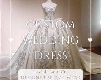 Designer Bespoke Wedding Dress | Custom Basque Waist | Luxury Couture Bridal Attire | One of a Kind Made to Order Silk Wedding Dress