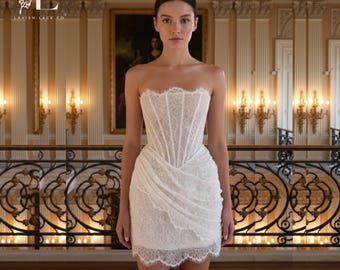 Spitzenkorsett Minikleid - Weißes Brautduschenkleid - Hochzeitskleid für die Junggesellinnenparty - Hochzeitskleid - Hochzeitskleid - Hochzeitskleid, Lavish Couture