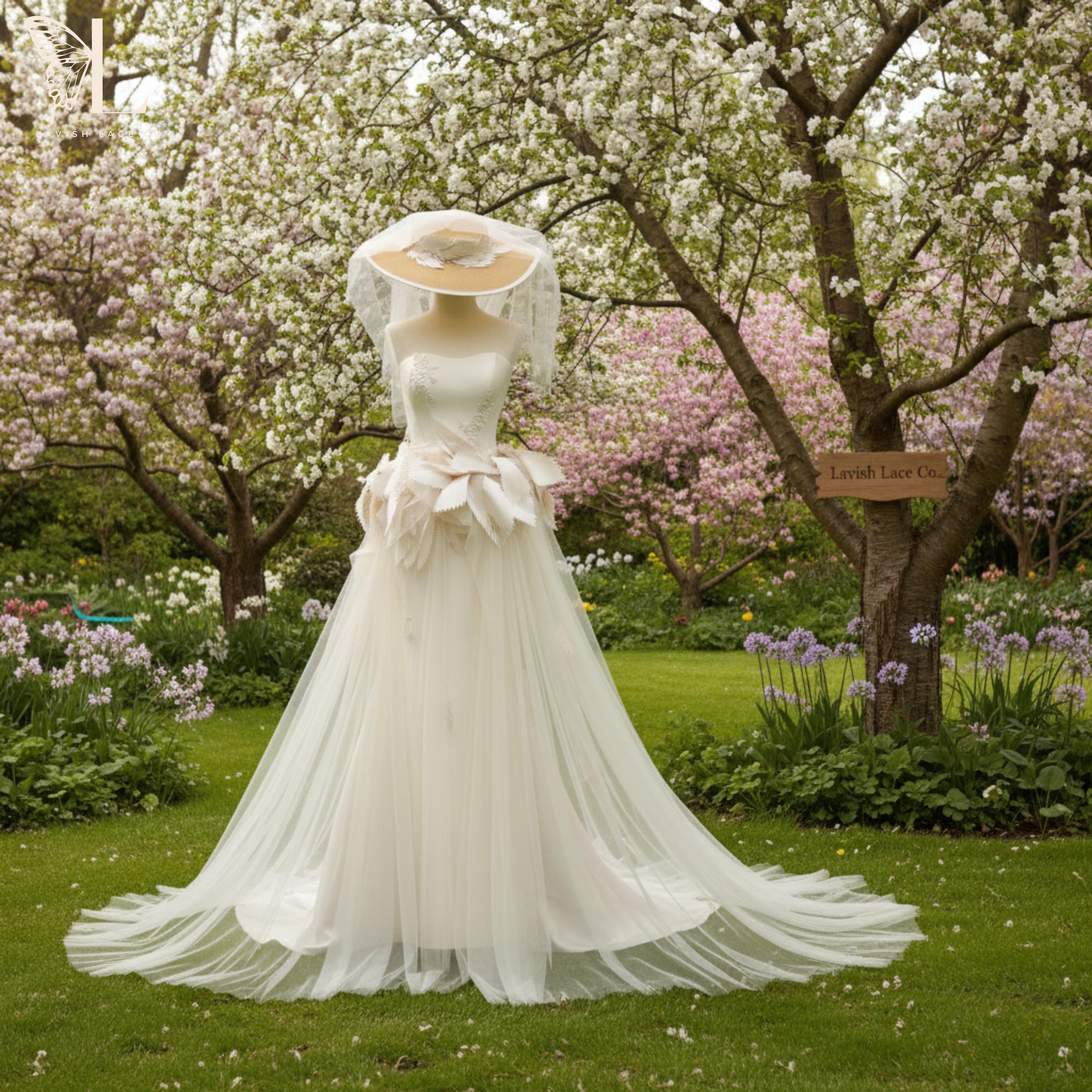open lace back dress Princess Court Train Lace Tulle Gothic Modest Wedding Dress COCOMELODY LD4622, 60 Days / As Picture:Champagne / Custom Size