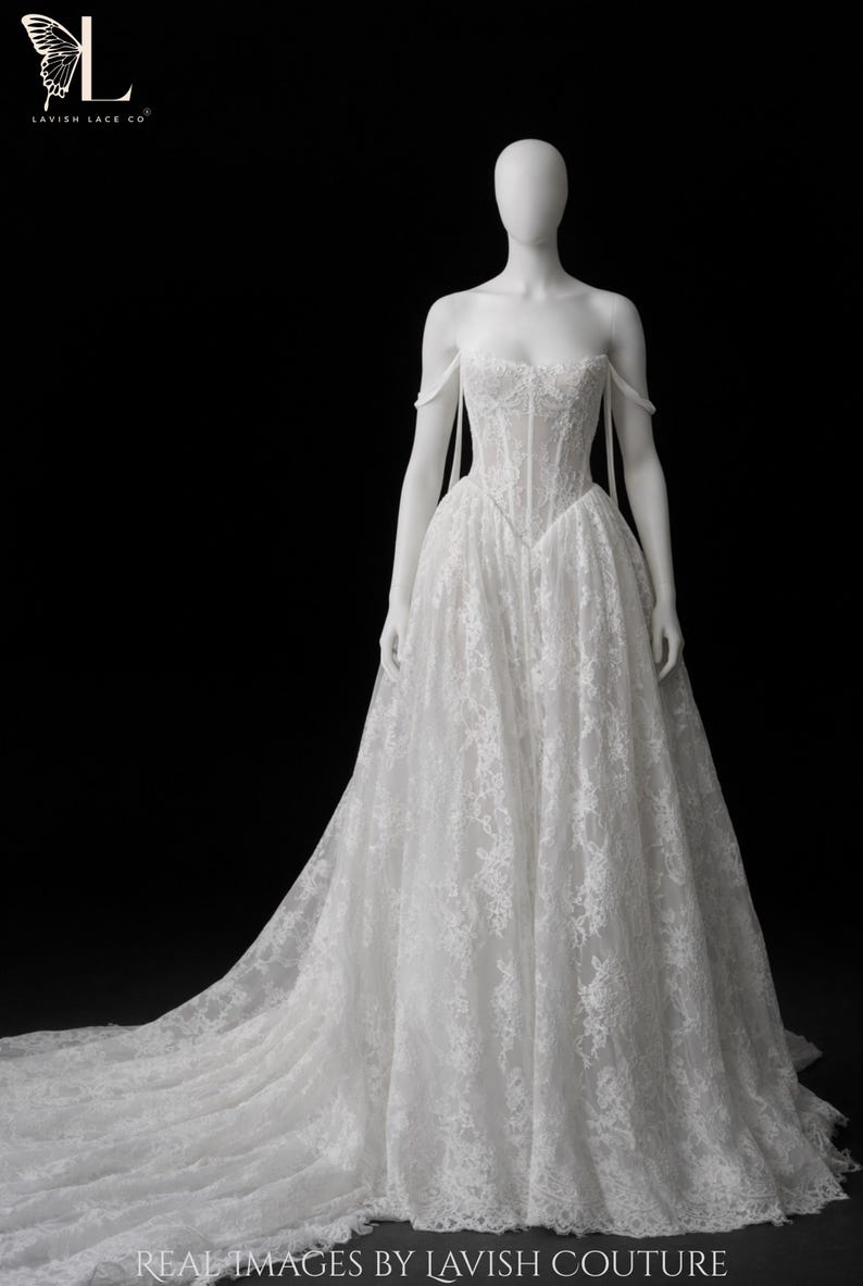 lace-basque-waist-corset-wedding-dress-strapless-a-line-ball-gown