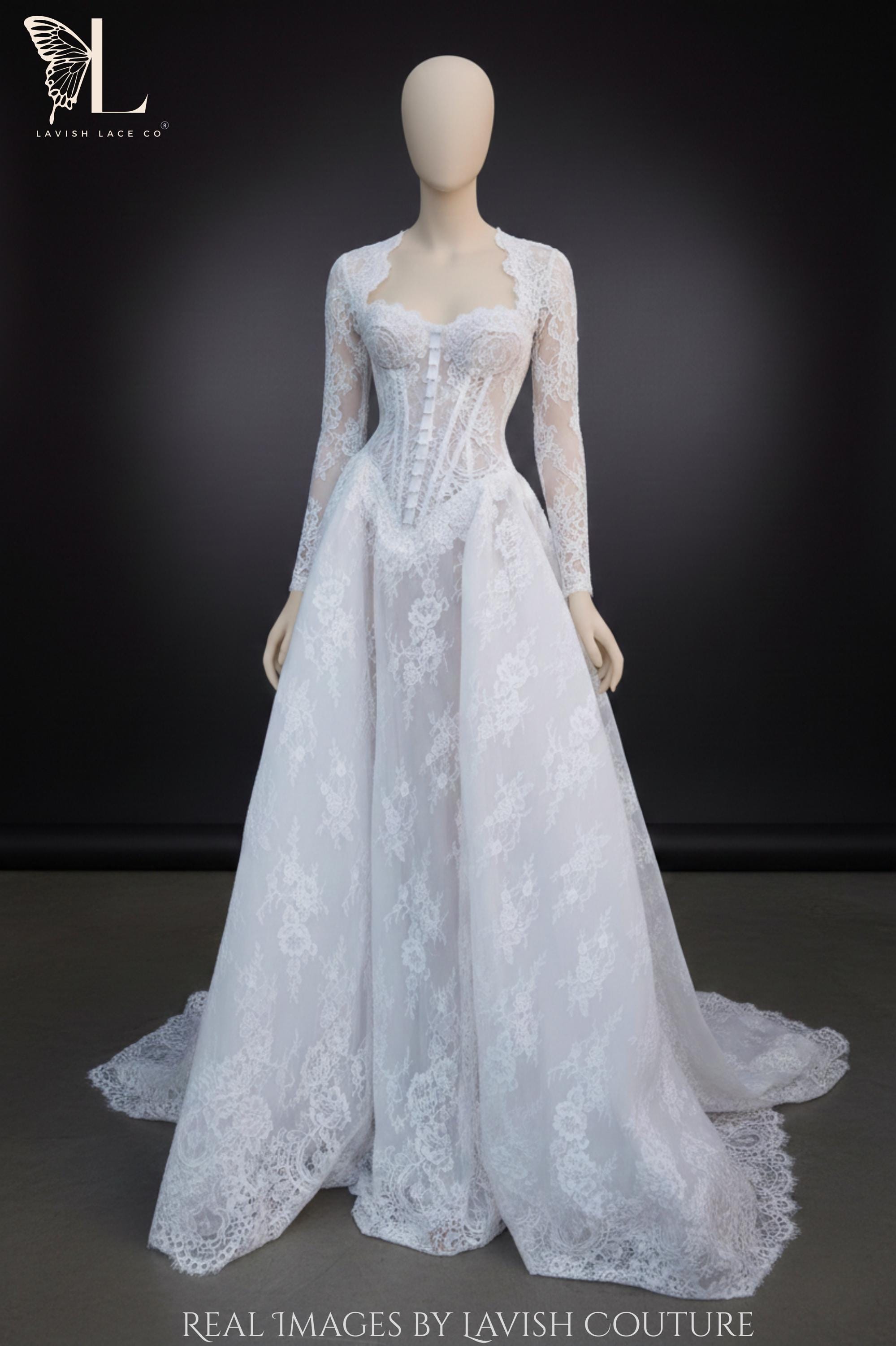 Basque Bolero Couture Corset Lace Wedding Dress With Basque Waist & Bolero Jacket ...