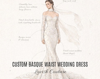 Vestido de Noiva Personalizado com Cintura Basca - Vestido Corset Sob Medida | Costureira | LAVISH CO