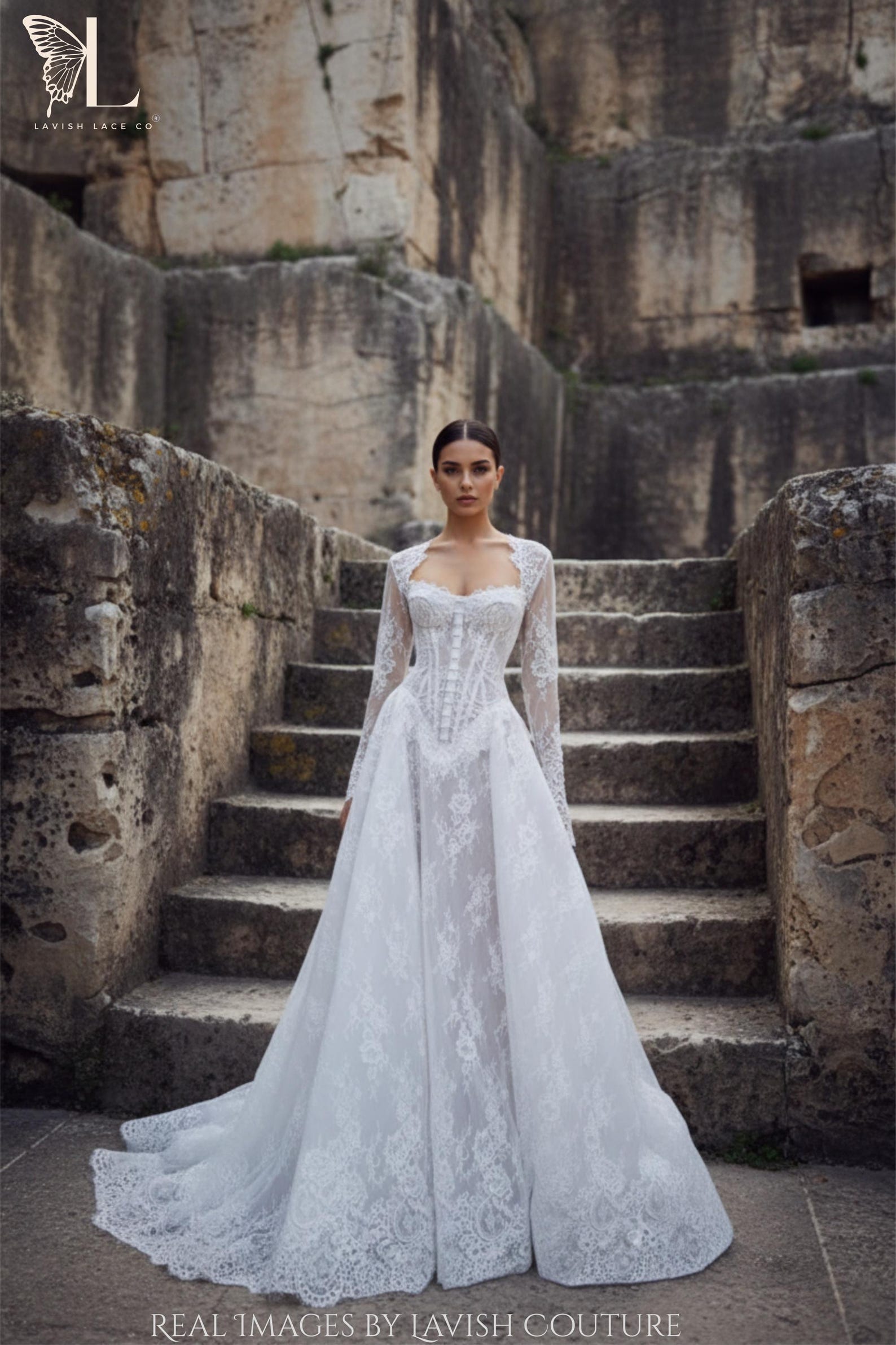 Basque Bolero Couture Corset Lace Wedding Dress With Basque Waist & Bolero Jacket ...