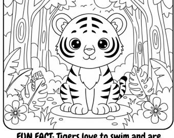 Animal Coloring Book for Kids: Fun Facts, Homeschool Printable (Digital Download)