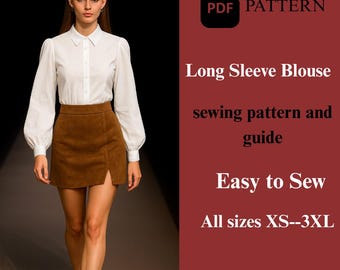 Long Sleeve Blouse Sewing Pattern | Women's Classic Top (PDF Pattern)