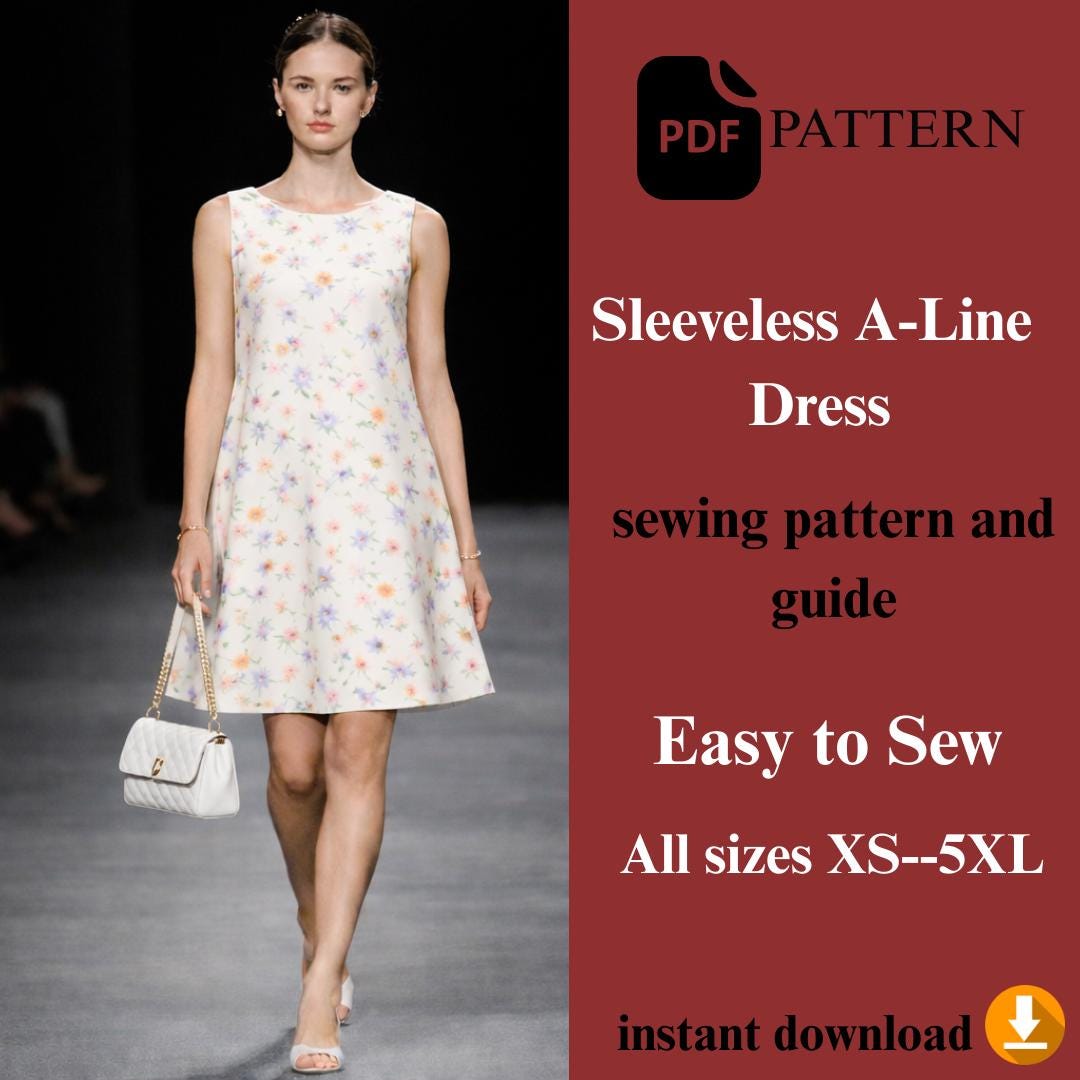 sleeveless a line dress pattern Vera A-line woven dress with pockets (PDF)