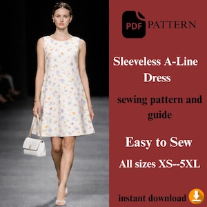 knee length dresses for ladies Sleeveless Preppy A Line Dress #jolyndiydress PDF Digital Sewing Patte –  isa in stitches