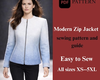 Moderne Zip-Jacke Schnittmuster - Unisex Oberbekleidung (PDF-Schnittmuster)