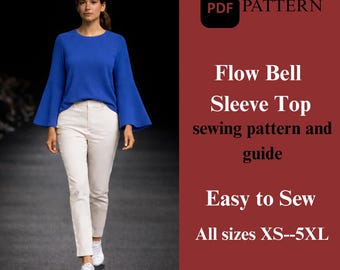 Bell Sleeve Top Sewing Pattern – Relaxed Fit (PDF Pattern)