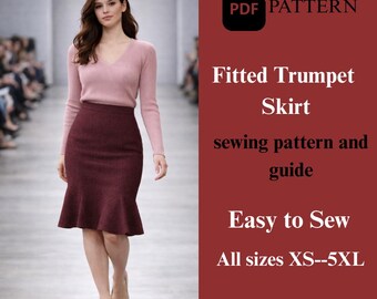 Fitted Trumpet Skirt Sewing Pattern – Elegant Flared Hem (PDF Pattern)