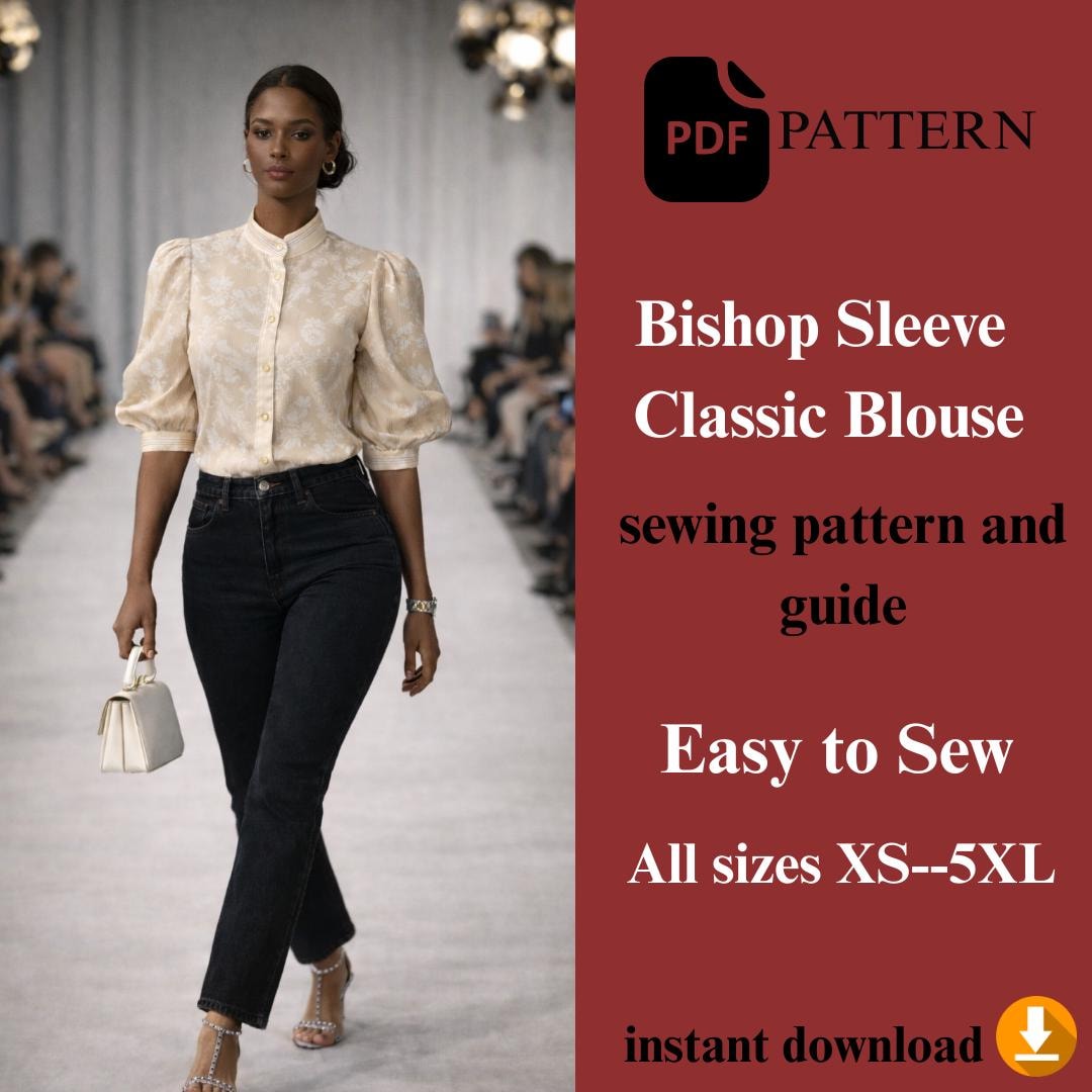 Bishop Sleeve Blouse Sewing Pattern – Classic Elegant Fit (PDF Pattern ...