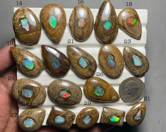 Boulder Opal Inlay With Ethiopian Opal Cabochon Loose Gemstone For jewelry
