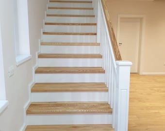 Postes de escalera de madera maciza pintados de blanco, individuales o en juego
