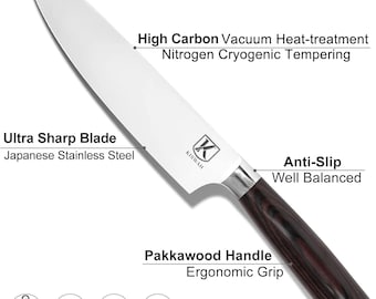 8 Inch Chef Knife | Japanese High Carbon Steel, Pakkawood Handle (Gift Box)