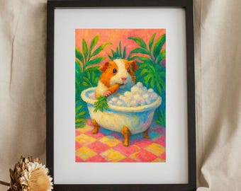 Bubble Bliss – Guinea Pig Bath Digital Art Print