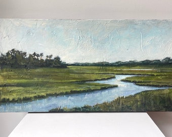 Original oil lowcountry marsh painting coastal decor