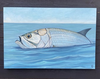 Original oil  tarpon painting 36”x24”