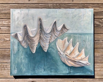 Giant clamshell original oil by Carin Vaughn