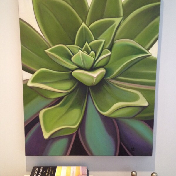 Succulent painting. Original Oil by Carin Vaughn
