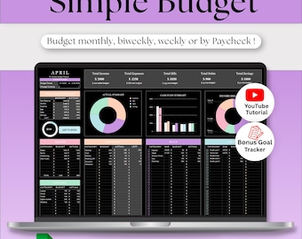 Simple Budget | Biweekly Budget | Weekly Financial Planner | Paycheck Budget | Monthly Budget Spreadsheet | Google Sheet