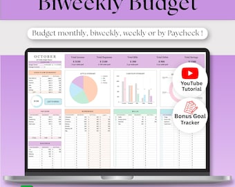 Biweekly Budget | Weekly Financial Planner | Paycheck Budget Template | Monthly Budget Spreadsheet | Simple Budget Google Sheet
