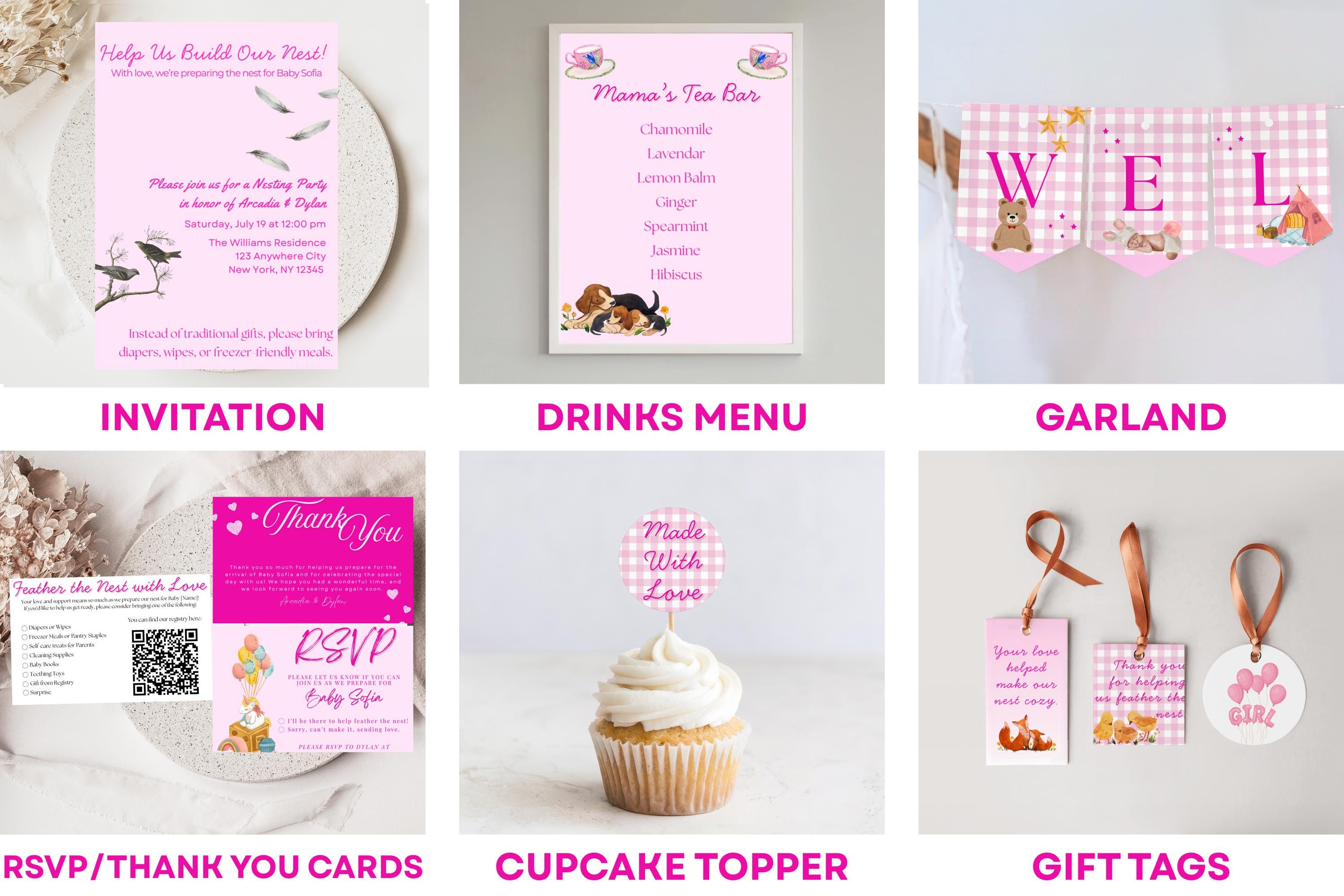 Nesting Party Invitations Nesting Party Printables (pink): Invitation, Decor, Signs | Digital ...
