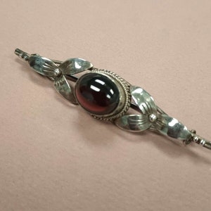 Tourmaline Silver Floral Brooch