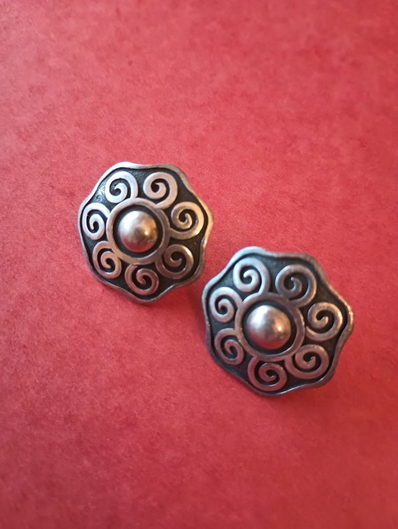 Modernist Silver Earrings, signed