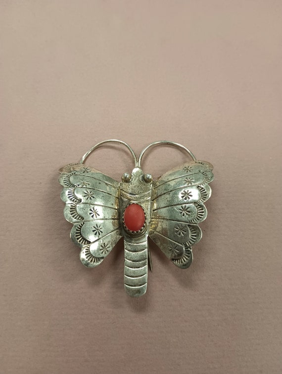 Native American Navajo Sterling Butterfly Brooch - image 2