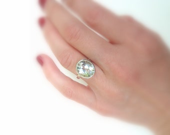 Sterling and White Topaz Ring