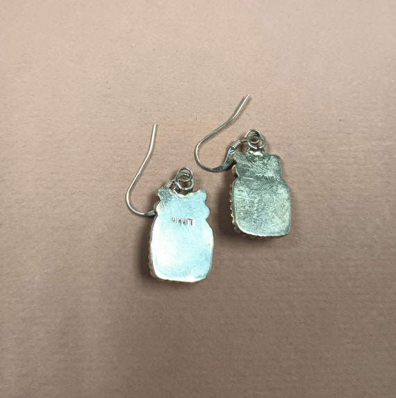 Native American Navajo Petite Turquoise Silver Ea… - image 2