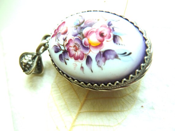 RARE Soviet Enamel Flower Pendant 1950s - image 5