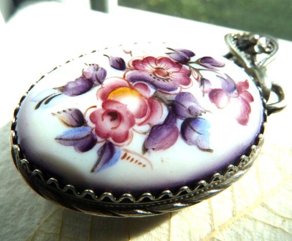 RARE Soviet Enamel Flower Pendant 1950s - image 1