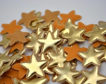 100 peças de apliques de estrelas douradas em tecido | Apliques decorativos de estrelas acolchoadas para costura e artesanato