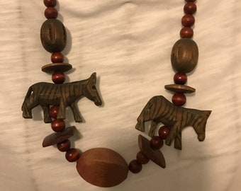 African Vintage Wooden  Necklace