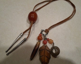 Leather Eclectic Vintage Bolo Necklace