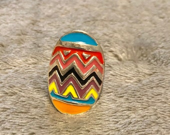 Chevron Design Bright Color Enamel Ring