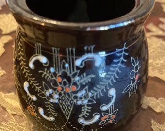 Japanese Small Black Porcelain Vintage Vase