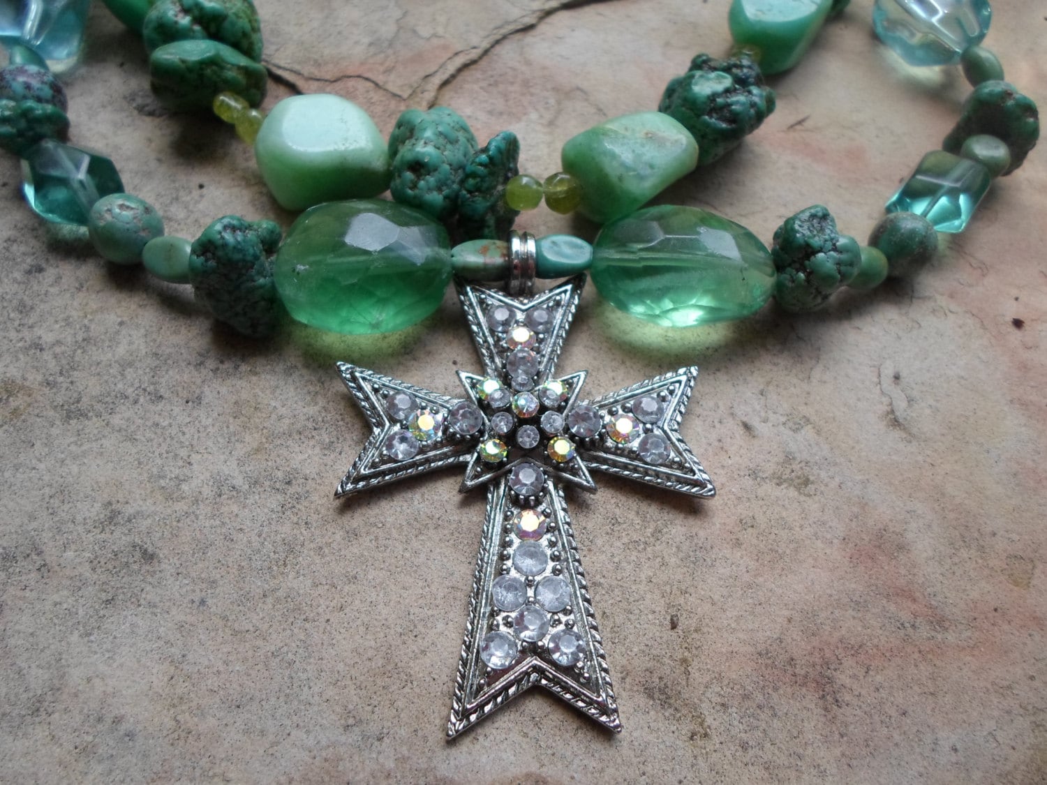 Tiny Rhinestone Cross Necklace main image 0