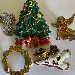 Five Vintage Christmas Pins or Brooch image 1