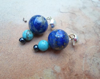 Blue Lapis and Turquoise Handmade Earrings
