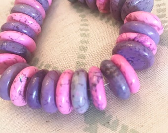 Pink and Purple Round Flat Button Beads