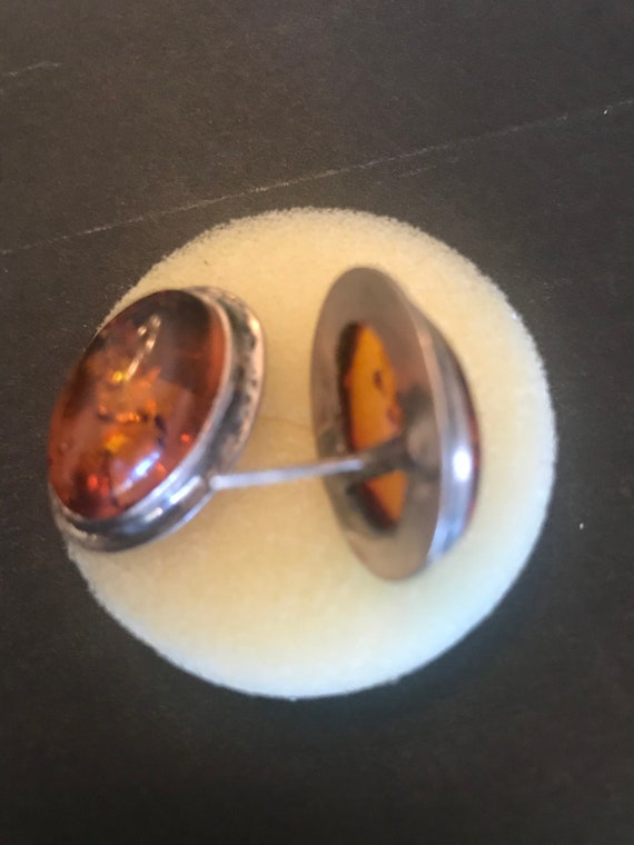 Baltic Amber and Mexican Silver Vintage Earrings - image 6