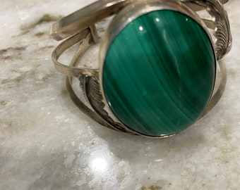 Native American Sterling and Malachite Bracelet