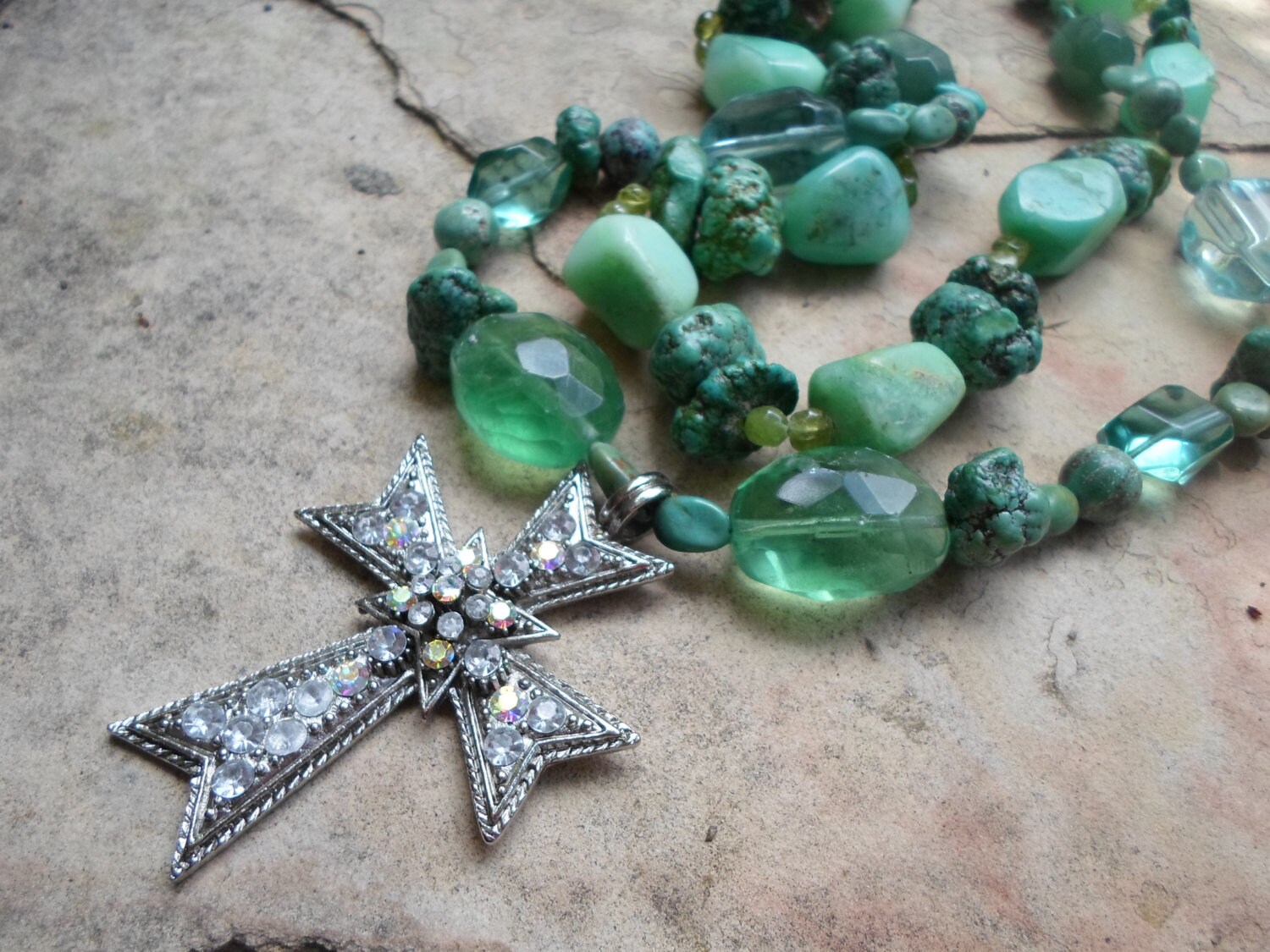 Tiny Rhinestone Cross Necklace main image 1