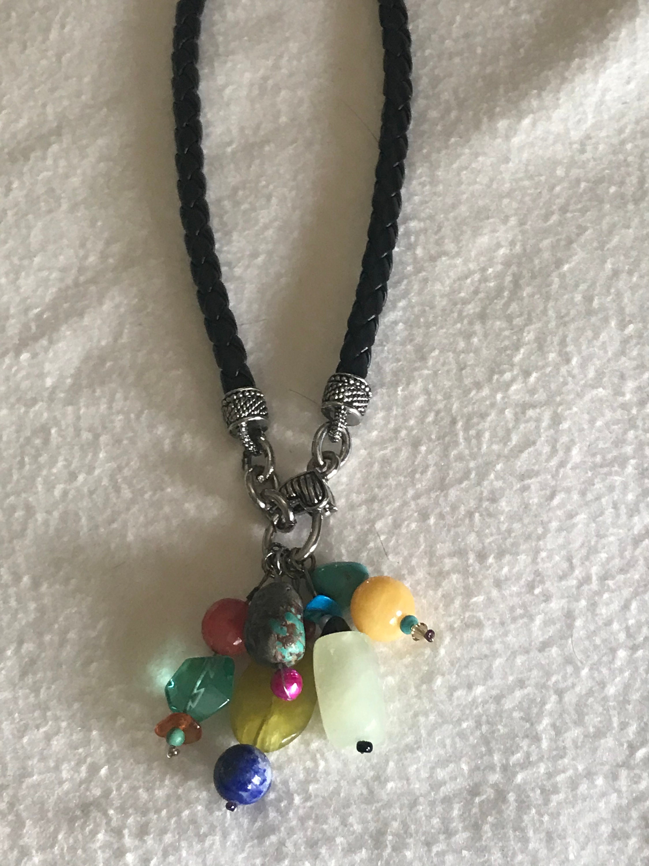 Leather Choker Black With Handmade Charms - Etsy