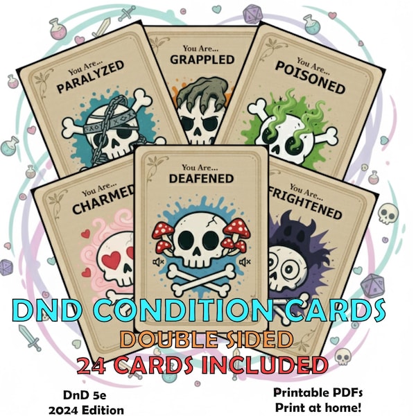 D&D 5e Condition Cards: Printable Reference (5e 2024 Rules) (Digital Download)